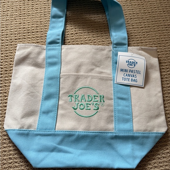 Trader Joe’s Handbags - Trader Joe’s Limited Release Blue and Cream Canvas Tote Bag